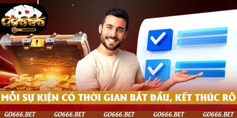 Mỗi sự kiện có thời gian bắt đầu, kết thúc rõ ràng